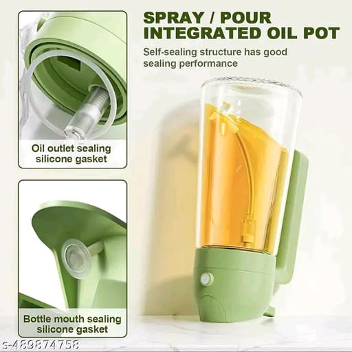 2 In 1 Oil Sprayer & Dispenser Bottle for Kitchen | Free steel straw | For Cooking, Salad, Air Fryer, Barbecue, Baking | Premium Glass Bottle | Durable | with Leak Proof Seal | (MULTICOLOR ) (AS PER AVAILABLE )
