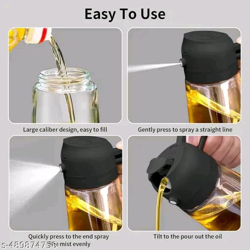 2 In 1 Oil Sprayer & Dispenser Bottle for Kitchen | Free steel straw | For Cooking, Salad, Air Fryer, Barbecue, Baking | Premium Glass Bottle | Durable | with Leak Proof Seal | (MULTICOLOR ) (AS PER AVAILABLE )