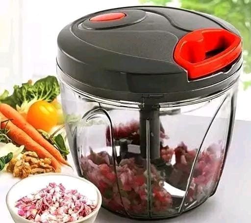 New jumbo Handy Chopper Vegetable & Fruit Cutter, Special Cutter for Onion Chopper, with 5 Stainless Steel Blade and Pull Cord Technology 900ML. ( Grey)(Pack of - 1)
