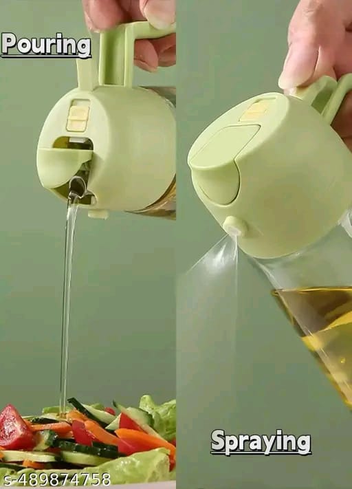 2 In 1 Oil Sprayer & Dispenser Bottle for Kitchen | Free steel straw | For Cooking, Salad, Air Fryer, Barbecue, Baking | Premium Glass Bottle | Durable | with Leak Proof Seal | (MULTICOLOR ) (AS PER AVAILABLE )