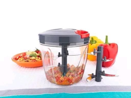 New jumbo Handy Chopper Vegetable &amp; Fruit Cutter, Special Cutter for Onion Chopper, with 5 Stainless Steel Blade and Pull Cord Technology 900ML. ( Grey)(Pack of - 1)